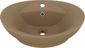 vidaXL Lavabo avec trop-plein ovale 58,5x39 cm Céramique Crème mate VDXL_146941