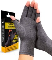 KANGKA® Reuma Compressie Handschoenen Maat M voor Artrose, Reuma, Artritis, RSI, CTS - Open Vingertoppen - Grijs - Unisex