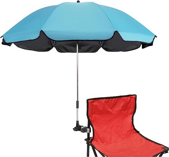 Zonne-paraplu voor stoel met universele verstelbare klemmen, grote paraplu  met vaste clip, voor terras, strand, wagen en kinderwagen, rolstoel,  golfwagen | bol.com