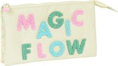 Pennenetui met 3 vakken Glow Lab Magic flow Beige 22 x 12 x 3 cm