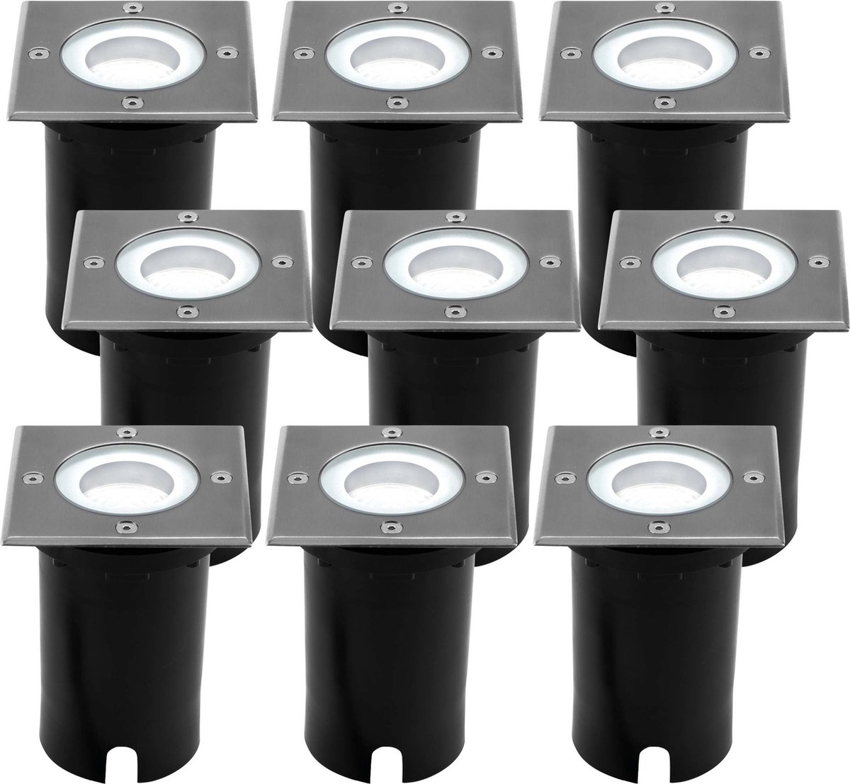 Ledvion Set van 9 LED Grondspot Buiten IP67 3W 230V 345Lm 6500K GU10 wit