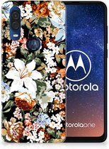 TPU Case geschikt voor Motorola One Vision Dark Flowers