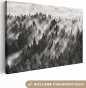 Canvas Schilderij Landschap - Mist - Bos - Natuur - 30x20 cm - Wanddecoratie