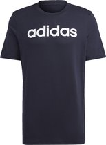 adidas Sportswear Essentials Single Jersey Linear Geborduurd Logo T-shirt - Heren - Blauw- XS/S