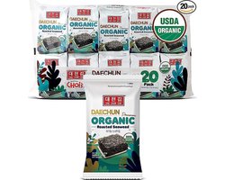 DAECHUN (Choi's1) Premium biologische zeewiersnacks, 4gr x 20 stuks, origineel, product van Korea Premium, Organic, 80 gr