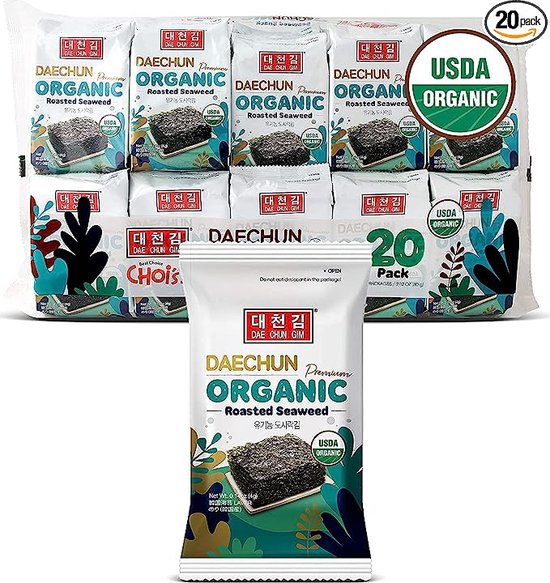 DAECHUN Premium (Choi's1) biologische zeewiersnacks, 20 stuks, origineel, product van Korea Premium, Organic