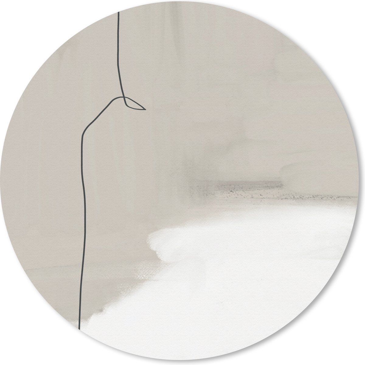 Muismat rond 30x30 cm - Mousepad Abstract - Taupe - Lijn - Design - Ronde muismatten