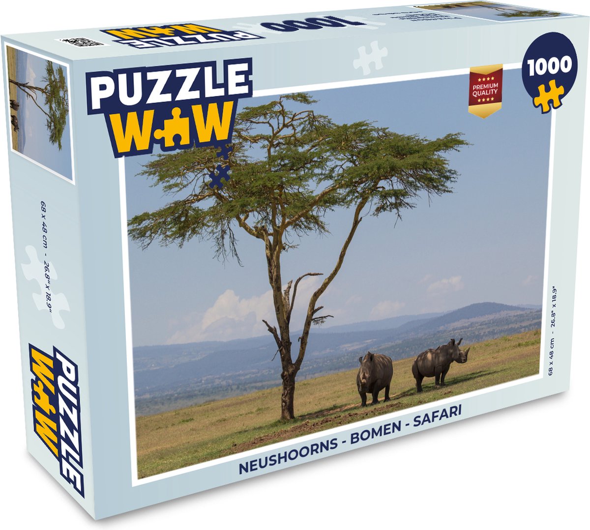 Puzzel Neushoorns - Bomen - Safari - Legpuzzel - Puzzel 1000 stukjes volwassenen