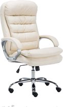 Olivia Bureaustoel Modern - Creme - Op wielen - Kunstleer - Voor volwassenen - Ergonomische bureaustoel - In hoogte verstelbaar 45-52cm