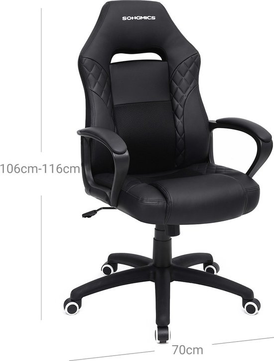 PZDO Gaming Stoel Ergonomische Computerstoel met Voetensteunen, Stof PC