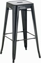 Barkruk Recto - Zonder rugleuning - Set van 1 - Ergonomisch - Barstoelen voor keuken of kantine - Zwart - Metaal - Zithoogte 77cm