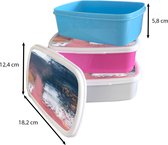Broodtrommel Roze - Lunchbox - Brooddoos - Abstract - Verf - Design - 18x12x6 cm - Kinderen - Meisje