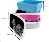 Broodtrommel Roze - Lunchbox - Brooddoos - Zebra - Wit - Wild - Dieren - Zwart - 18x12x6 cm - Kinderen - Meisje