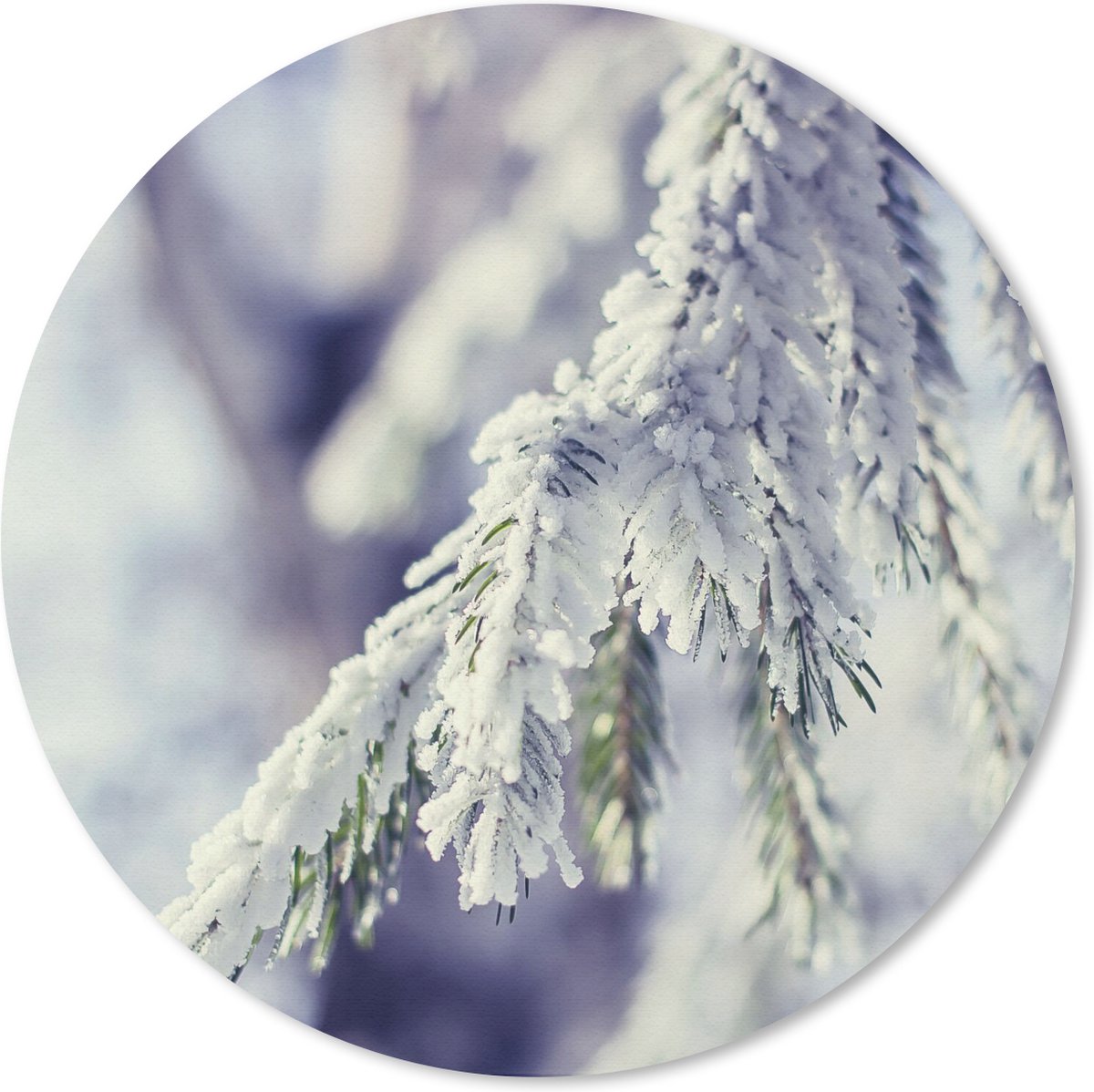 Muismat rond 40x40 cm - Mousepad Winter - Dennenboom - Sneeuw - Landelijk - Ronde muismatten