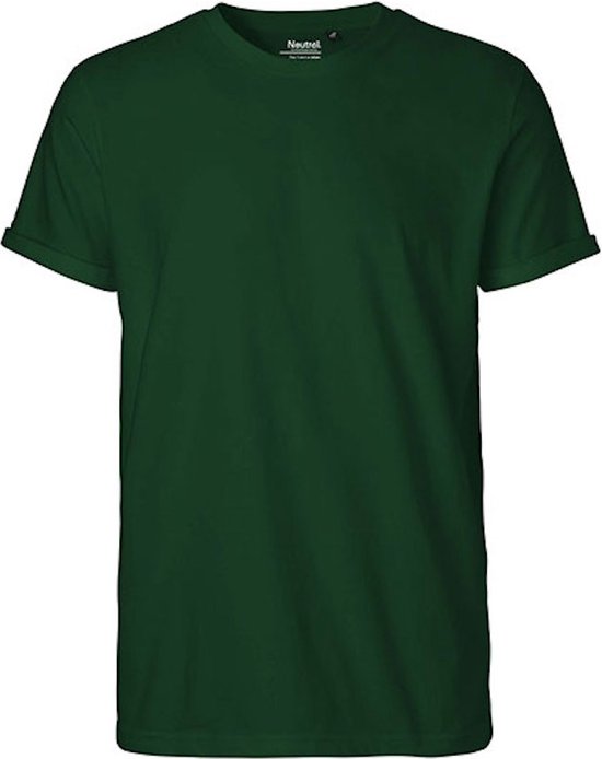 Men´s Roll Up Sleeve T-Shirt met ronde hals Bottle Green - M