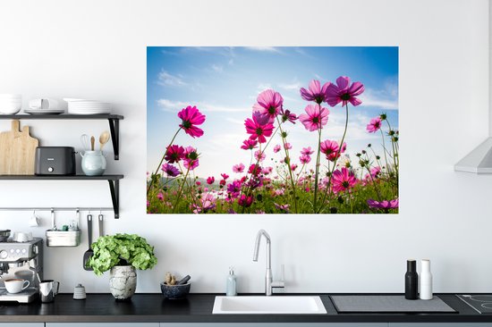 Muurstickers - Sticker Folie - Bloemen - Roze - Cosmea - 120x80 cm - Plakfolie - Muurstickers Kinderkamer - Zelfklevend Behang - Zelfklevend behangpapier - Stickerfolie