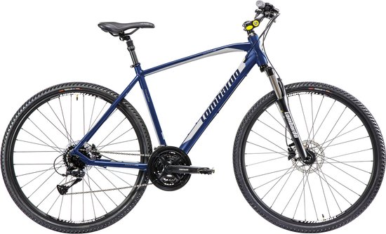 Vélo pour homme à 24 vitesses - Taille de roue 28 pouces - Vélo de route - Vélo de ville - Taille de cadre 46 cm - Freins à disque hydrauliques - Wit/ bleu