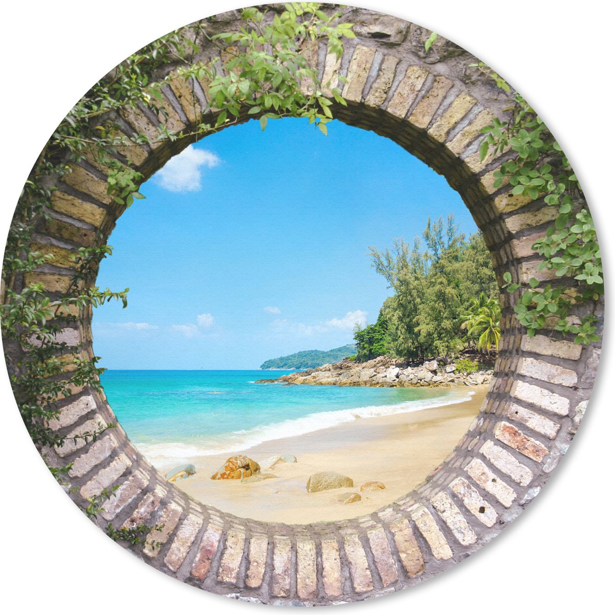 Muismat rond 50x50 cm - Mousepad Strand - Zee - Doorkijk - Zomer - Ronde muismatten