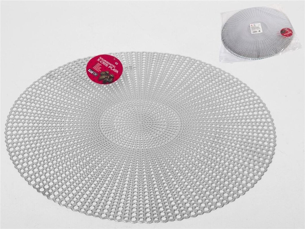 Gerimport Ronde tafel dinner placemats - zilver - kunststof - Dia 40 cm - Kerst