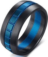 Heren ring Mendes Edelstaal Blue Grid 8mm-20mm