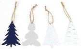 Kersthangers - Metal tree hanger 6.5x10cm 4pc mix multi