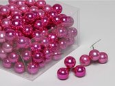 Raspberry Combi Kerstballen - Cb. 144 Glasballen/wire Raspberry Combi 25mm