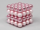 Powder Pink Combi Kerstballen - Cb. 64 Glasballen/cap Powder Pink Combi 40mm