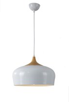 Hanglamp Modern Wit Rond Aluminium en Hout - Valott Jari