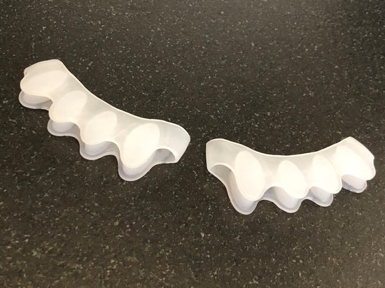 scarlet health | Teenspreider "Spreader III"; 1 paar (2 stuks) gelhouder van zachte siliconen; 5-teen spreider voor hallux valgus, hamertenen, kogelvormige tenen. Vaandel
