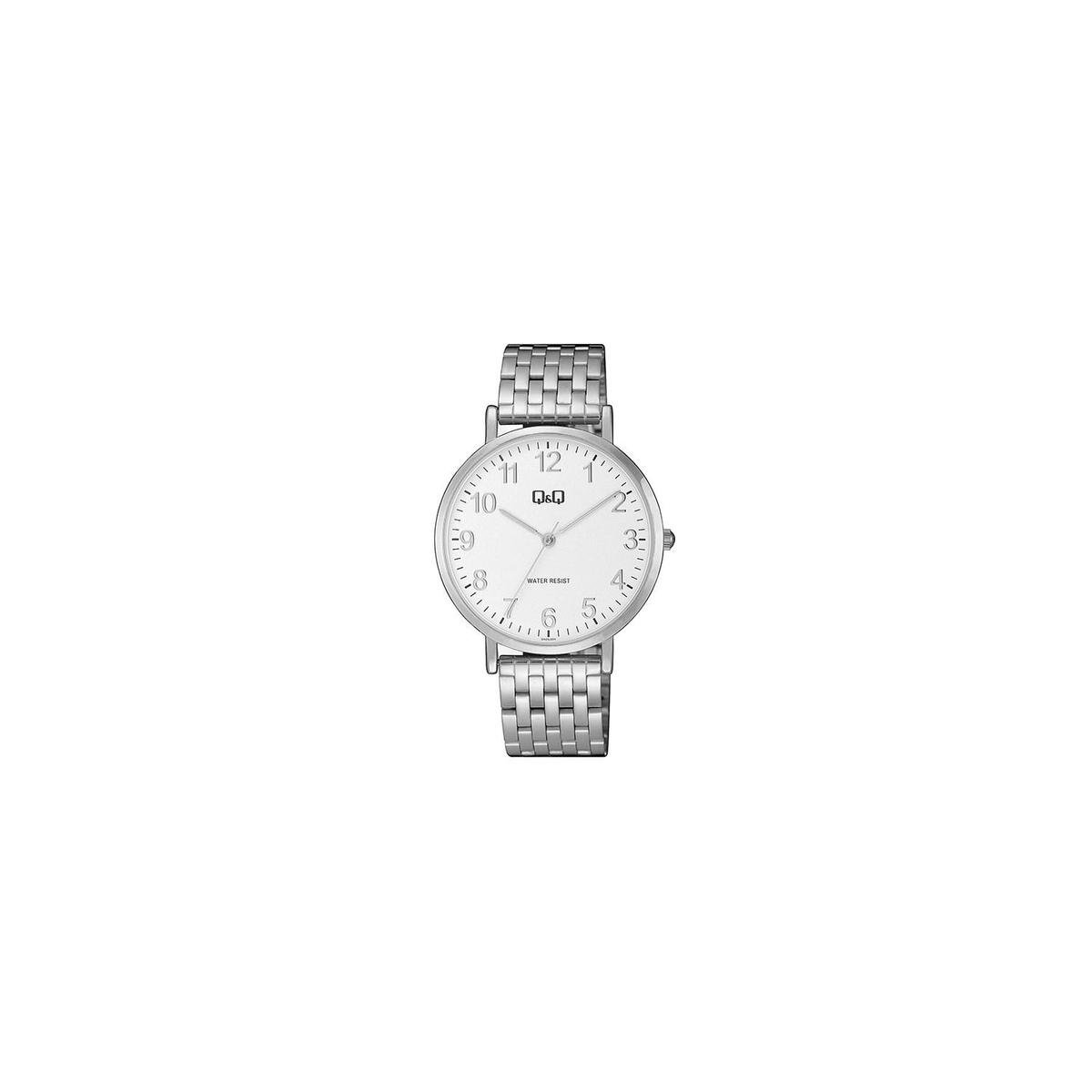 QQ QA20J204Y - Horloge - Analoog - Heren - Mannen - Stalen band - Rond - Metaal - Cijfers - Zilverkleurig - Wit - 3ATM