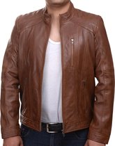 GIL | Veste en cuir pour homme "Slick Rider" avec poche poitrine; cuir le plus fin; moto rétro vintage classique; couleur: cognac. Cognac XL