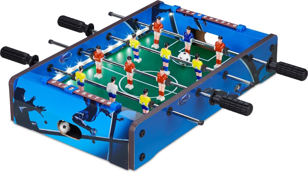 Relaxdays mini voetbaltafel led - tafelvoetbal - tafelmodel - tafelvoetbalspel - Relaxdays