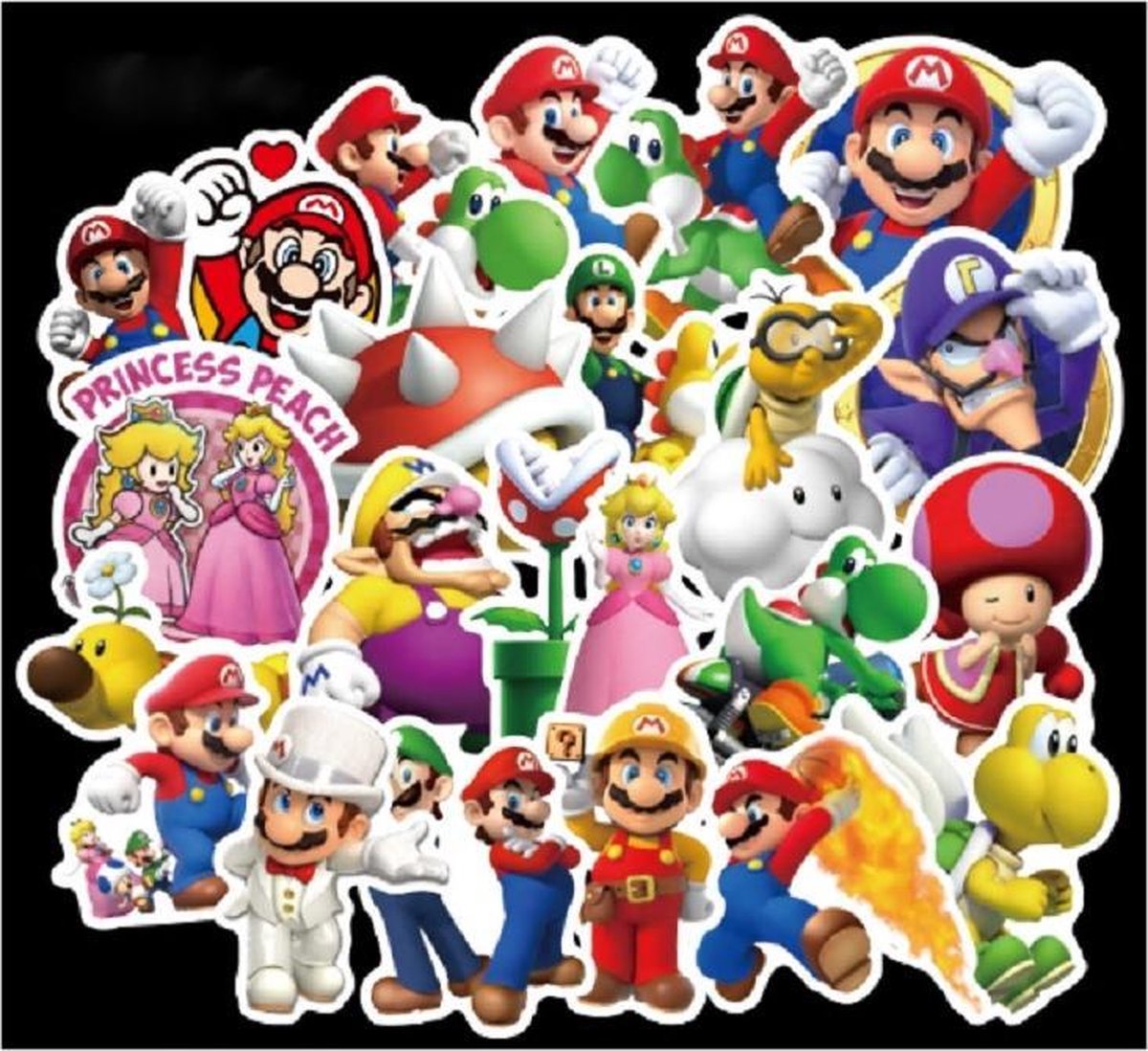 100 verschillende Super mario stickers circa 6 x 7 cm voor