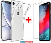 Epicmobile - iPhone XR Transparant silicone hoesje + Tempered Glass screenprotector – Voordeelbundel
