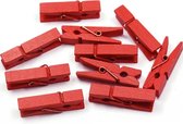 Mini Wasknijpers - Hout - Rood - 2.5 cm - 100 stuks