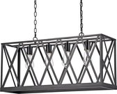 Roubaix Vintage Industrieel - Hanglamp - 4 Lichts - 82 cm - Zwart