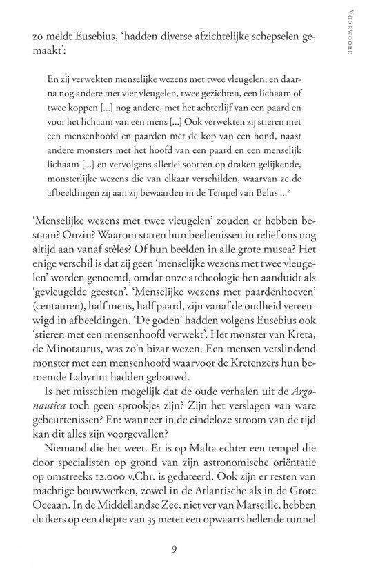 Tekstpagina over mythische wezens zoals centauren en minotaurus, en de Odyssee van de Argonauten.