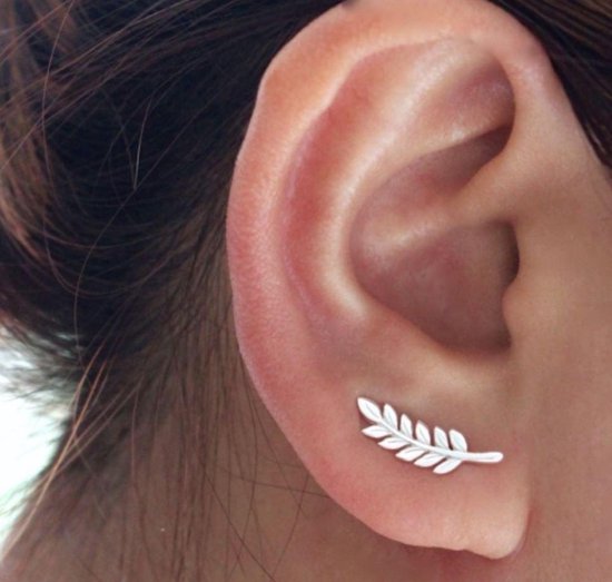 Ear climber blad earcuff - Zilver goud plating | bol.com