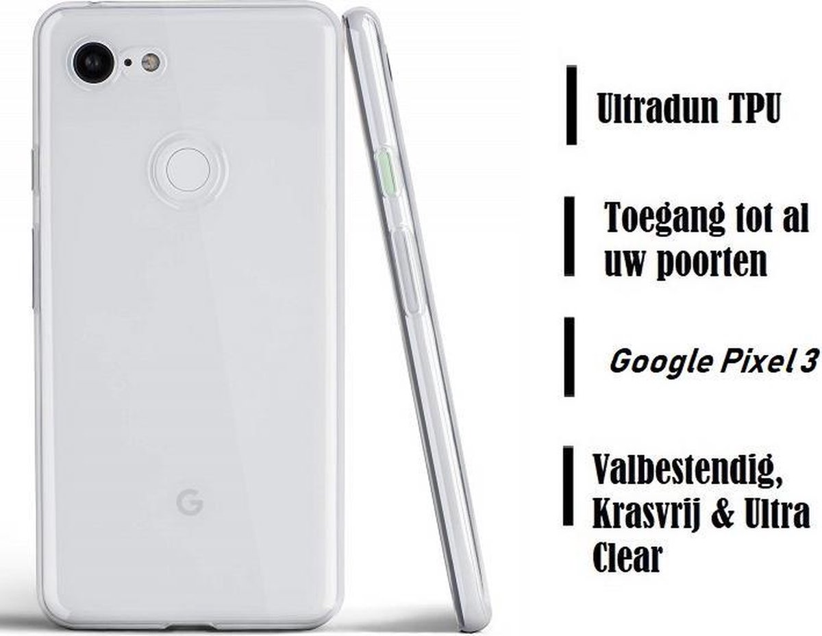 DrPhone Google Pixel 3 TPU Hoesje - Ultra Dun Premium Soft-Gel Case – Transparant