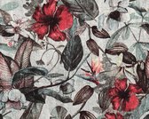 BLOEMEN EN BLADEREN BEHANG | Botanisch - groen grijs rood - A.S. Création Greenery