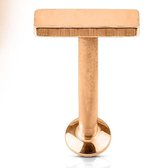 Design Flat Top Bar Piercing Rosé Goud - 8 mm