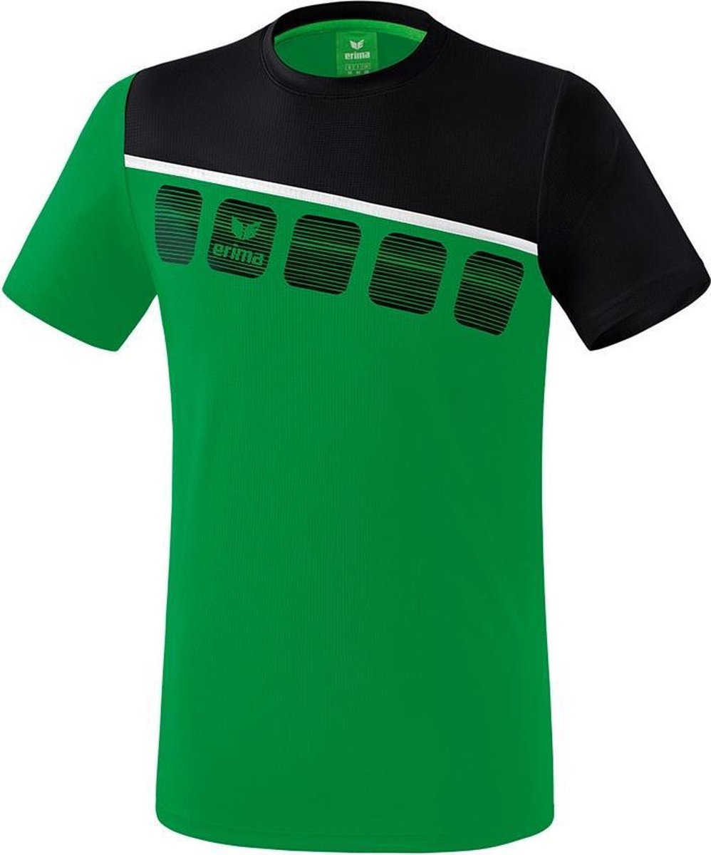 Erima 5-C T-Shirt Kinderen - Smaragd / Zwart / Wit | Maat: 140