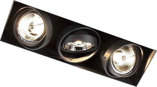 Whirlpool regel grillen QAZQA oneon trimless 70 - Moderne Inbouwspot - 3 lichts - L 315 mm - Zwart  - Woonkamer... | bol.com