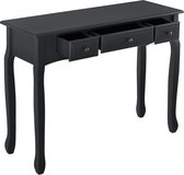 Console tafel sidetafel met 3 lades landelijk 100x35x78 cm zwart