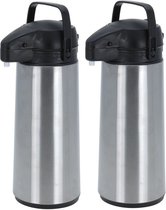 2x thermos / pichets isolants en acier inoxydable avec pompe 1,8 litre - Pichets à café / pichets à thé - Bouteilles thermo de voyage
