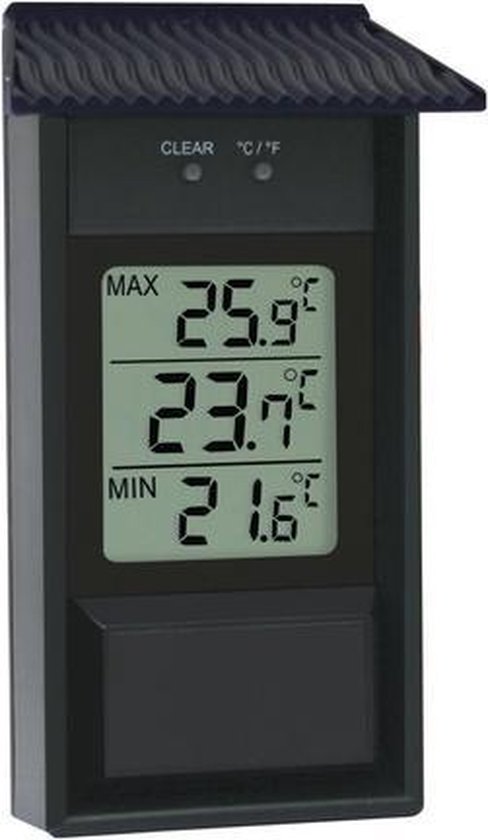 Zwaaien Verzamelen maag Mini Maxi Thermometer Zwart Digitaal 105053 | bol.com