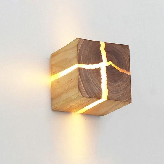 Vermomd stout Haan Creatieve houten bed gangpad ingericht kleine nacht licht gebarsten houten muur  lamp... | bol.com