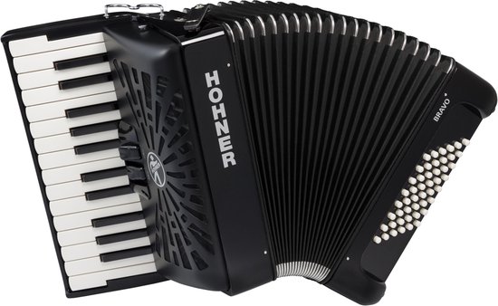 Hohner Bravo II 48 – akoestische accordeon – black silent key
