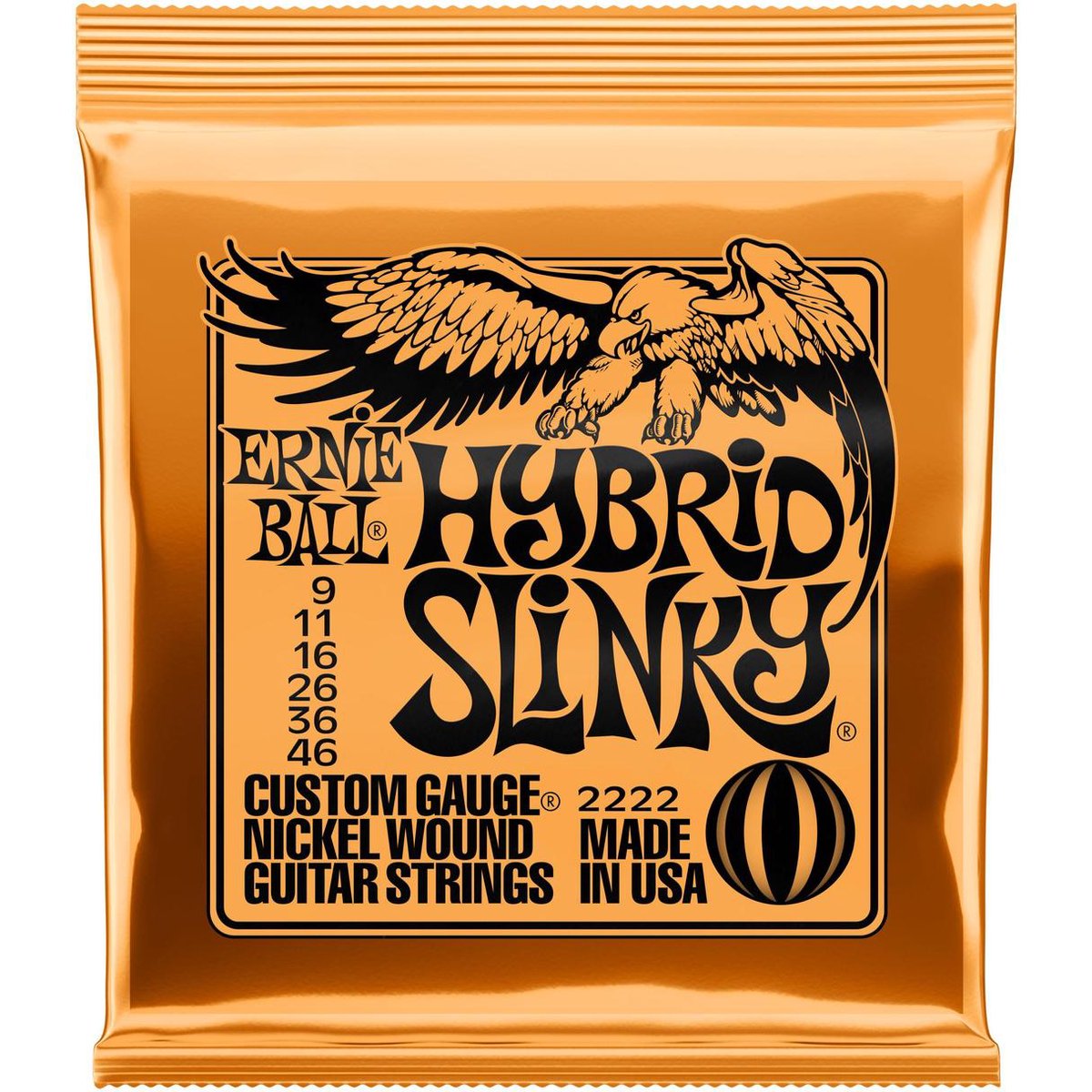 Ernie Ball Hybrid Slinky 2222 - Nickel Wound Electric Guitar Strings, .009 - .046