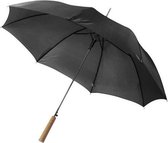 Automatische paraplu 102 cm doorsnede in het zwart - grote paraplu met houten handvat